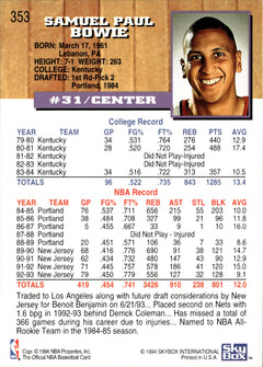 Sam Bowie Base Hoops 353 NM1