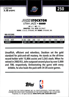 John Stockton Base Topps Chrome 250 NM1