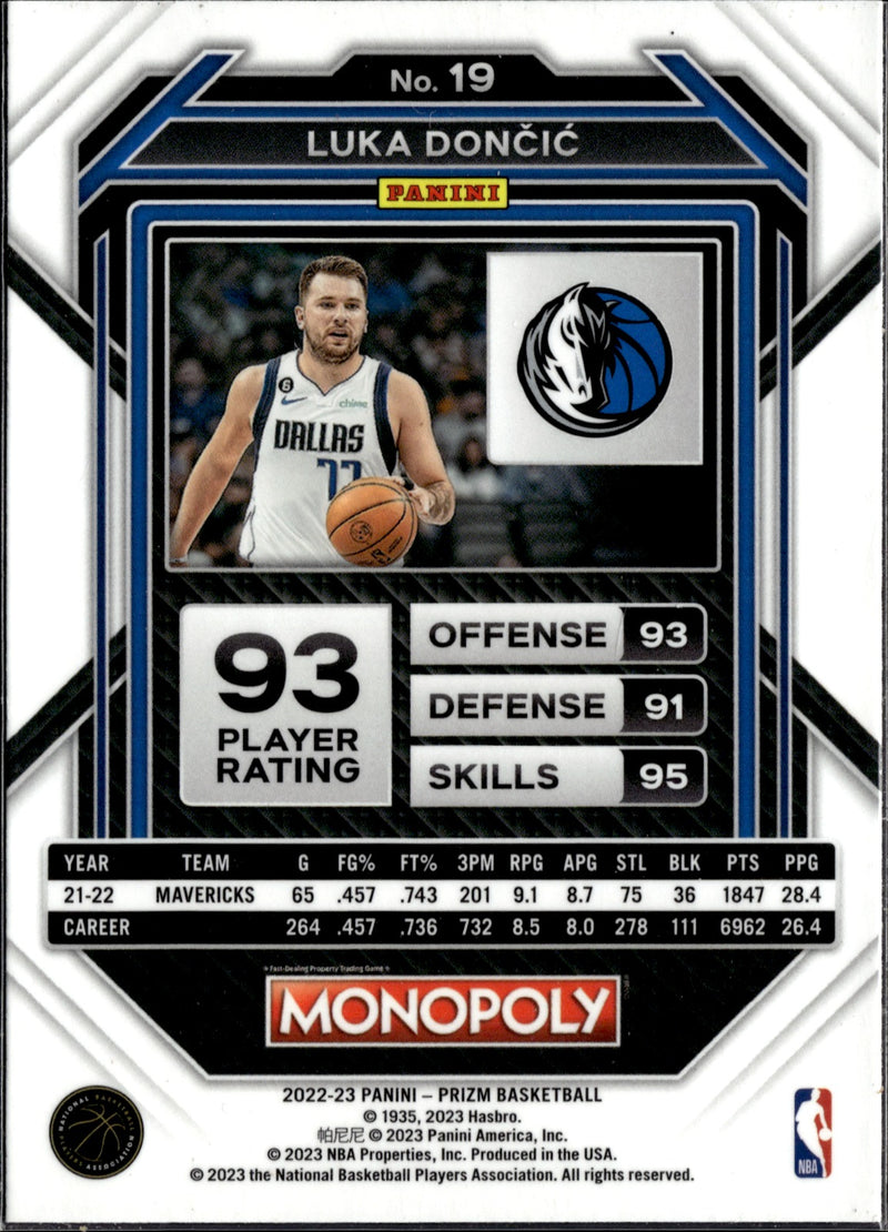Luka Doncic Base Panini Prizm Monopoly 19 NM1