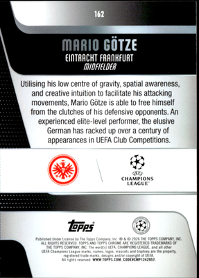 Mario Götze Base Topps Chrome UEFA Club Competitions 162 NM1