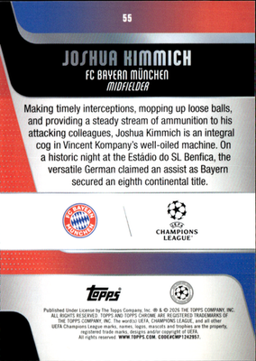 Joshua Kimmich Raywave Refractor Topps Chrome UEFA Club Competitions   55 NM1