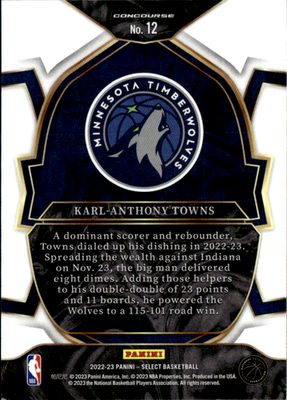 Karl Anthony Towns Base Panini Select 12 NM1