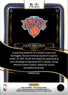 Jalen Brunson Premier Level Prizm 151 NM1