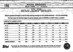 Mikal Bridges Base Topps Chrome 190 NM1