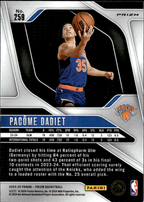 Pacome Dadiet Prizms Red Panini Prizm   Prizms Red 259 NM1