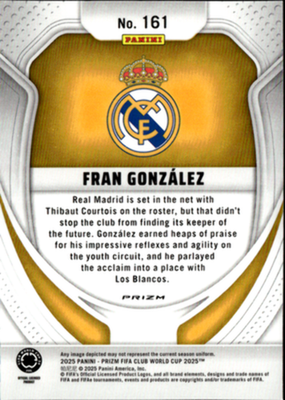 Fran Gonzalez Seismic Prizms Panini Prizm FIFA Club World Cup 161 NM1