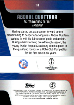 Abdoul Ouattara Raywave Refractor Topps Chrome UEFA Club Competitions   114 NM1