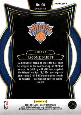 Pacome Dadiet Light Blue Prizm Panini Select   Light Blue Prizm 99 NM1