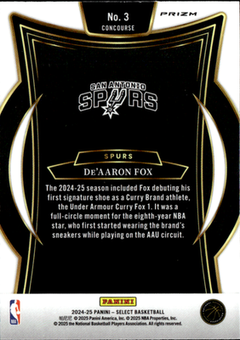 De'Aaron Fox Green Stars Prizm Panini Select   Green Stars Prizm 3 NM1