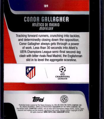 Conor Gallagher Purple Raindrops Topps UEFA Club Competitions   126/250   189 NM1