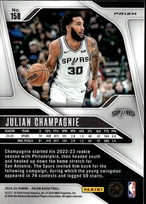 Julian Champagnie Prizms Pink Ice Panini Prizm   Prizms Pink Ice 158 NM1