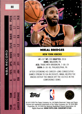 Mikal Bridges Topps Chrome Cosmic 80 NM1