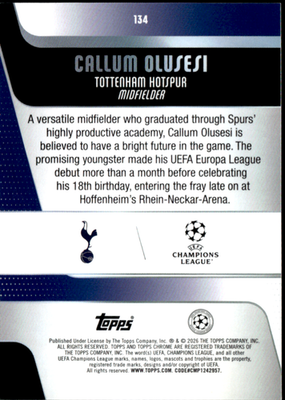 Callum Olusesi Base Topps Chrome UEFA Club Competitions 134 NM1