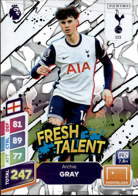 Archie Gray Green Panini Adrenalyn XL Premier League Plus   Green 333 NM0