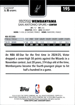 Victor Wembanyama Base Topps 195 NM1