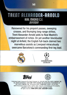 Trent Alexander Arnold Base Topps Chrome UEFA Club Competitions 141 NM1