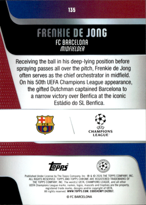 Frenkie de Jong Base Topps Chrome UEFA Club Competitions 135 NM1