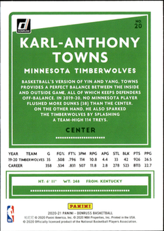 Karl Anthony Towns Base Donruss 20 NM1