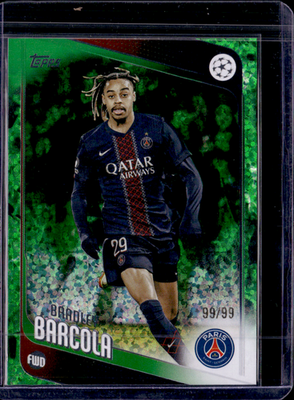 Bradley Barcola Green Foil Topps UEFA Club Competitions   99/99   63 NM0