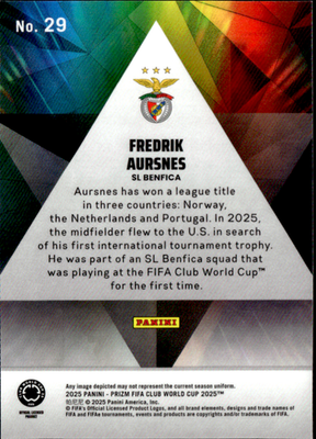 Fredrik Aursnes Prizmatic Panini Prizm FIFA Club World Cup   Prizmatic 29 NM1