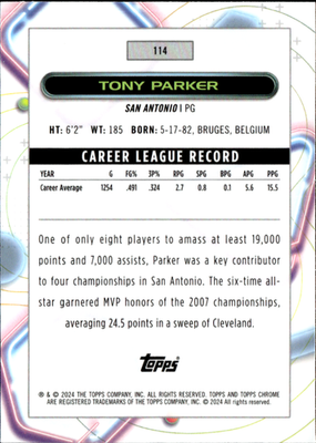 Tony Parker Chrome Cosmic   Gold Interstellar Refractors 114 NM1
