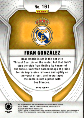 Fran Gonzalez Seismic Prizms Panini Prizm FIFA Club World Cup    161 NM1