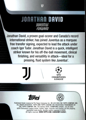 Jonathan David Base Panini Select Serie A 17 NM1
