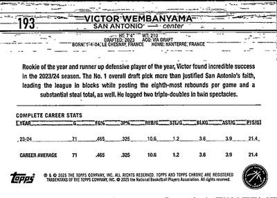Victor Wembanyama Pink Basketball Refractor Topps Chrome  193 NM1