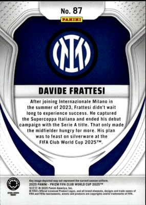 Davide Frattesi Base Panini Prizm FIFA Club World Cup 87 NM1