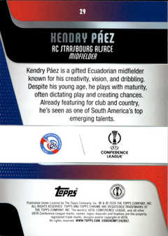 Kendry Páez Base Topps Chrome (RayWave Refractor) UEFA Club Competitions 29 NM1