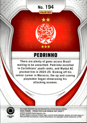 Pedrinho Base Panini Prizm FIFA Club World Cup 194 NM1
