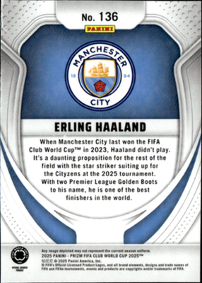 Erling Haaland Base Panini Prizm FIFA Club World Cup 136 NM1