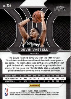 Devin Vassell Base Panini Prizm 252 NM1