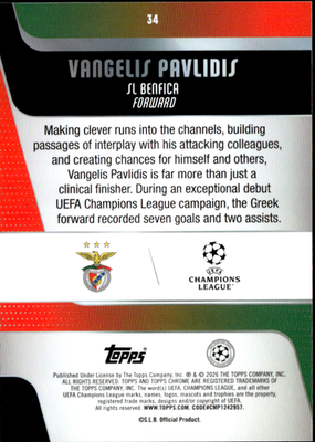 Vangelis Pavlidis Geometric Refractor Topps Chrome UEFA Club Competitions  34 NM1