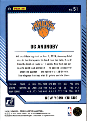 OG Anunoby Base Donruss Optic 51 NM1