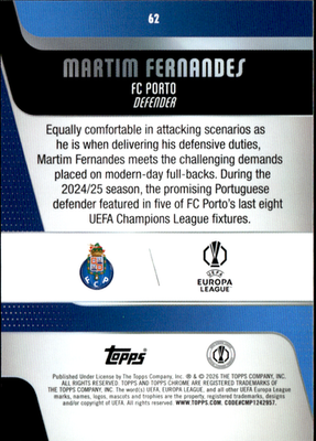 Martim Fernandes Geometric Refractor Topps Chrome UEFA Club Competitions   62 NM1