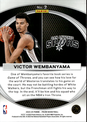 Victor Wembanyama Global Reach Panini Prizm   Global Reach 2 NM1