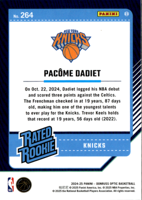 Pacome Dadiet Base Donruss Optic 264 NM1