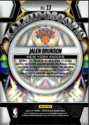 Jalen Brunson Kaleidoscopic Panini Prizm Black   Kaleidoscopic 13 NM1