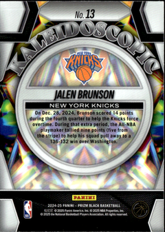 Jalen Brunson Kaleidoscopic Panini Prizm Black   Kaleidoscopic 13 NM1