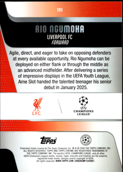Rio Ngumoha Base Topps Chrome UEFA Club Competitions 191 NM1