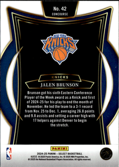 Jalen Brunson Blue (Retail) Panini Select   Blue (Retail) 42 NM1