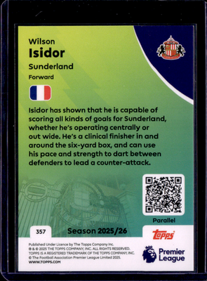 Wilson Isidor Gold Sparkle Topps Premier League   Gold Sparkle 40/50 357 NM1