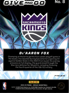 De'Aaron Fox Give and Go Mosaic Panini Mosaic   Give and Go Mosaic 8 NM1