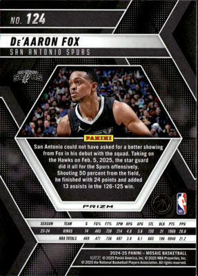 De’Aaron Fox Genesis Mosaic Panini Mosaic   Genesis Mosaic 124 NM1