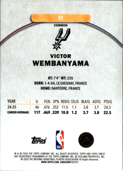 Victor Wembanyama Base Finest 98 NM1
