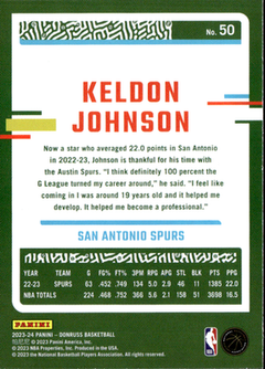 Keldon Johnson Green Laser Holo Donruss   Green Laser Holo 50 NM1