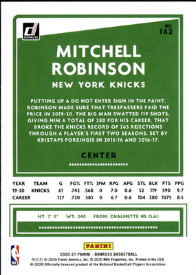 Mitchell Robinson Base Donruss 162 NM1
