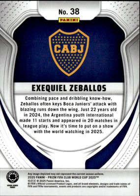 Exequiel Zeballos Base Panini Prizm FIFA Club World Cup 38 NM1