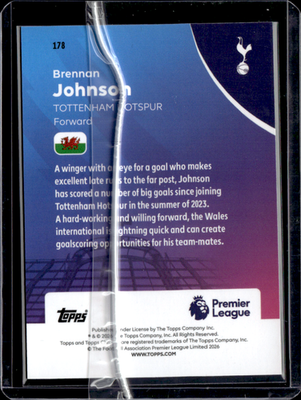 Brennan Johnson Blue Wave Refractor Topps Chrome Premier League   178 NM1